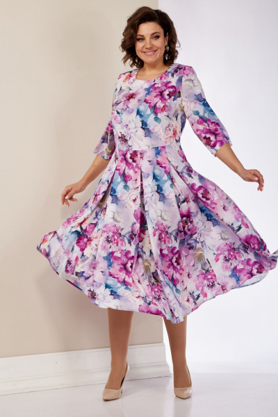 Платье с рельефами и складками из струящегося текстиля LIMO GOLD 101 розово-сиреневый - фото 2