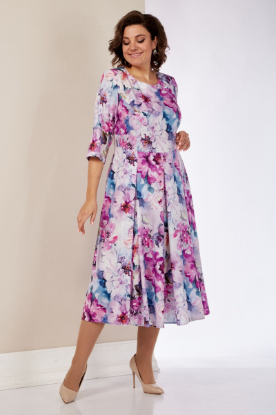 Платье с рельефами и складками из струящегося текстиля LIMO GOLD 101 розово-сиреневый - фото 3