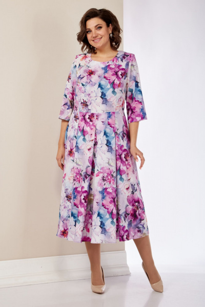 Платье с рельефами и складками из струящегося текстиля LIMO GOLD 101 розово-сиреневый - фото 1