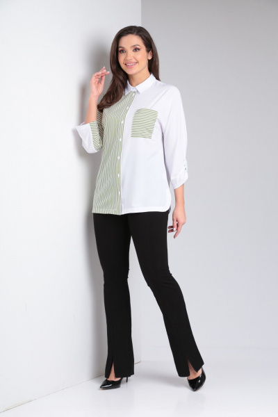 Блуза свободного силуэта с карманом и рубашечным воротником Modema м.744/1 - фото 5