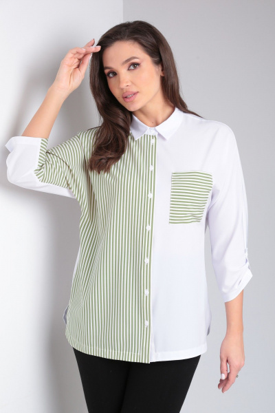 Блуза свободного силуэта с карманом и рубашечным воротником Modema м.744/1 - фото 3