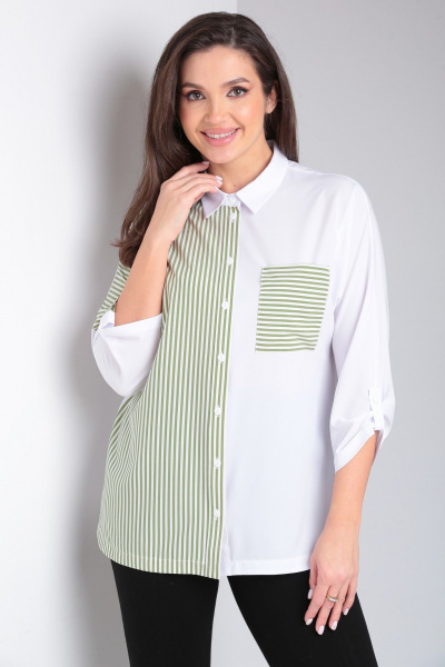 Блуза свободного силуэта с карманом и рубашечным воротником Modema м.744/1 - фото 1