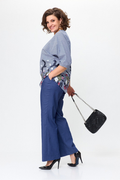 Блуза, брюки Michel chic 1367 синий - фото 4