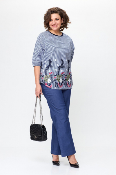 Блуза, брюки Michel chic 1367 синий - фото 2