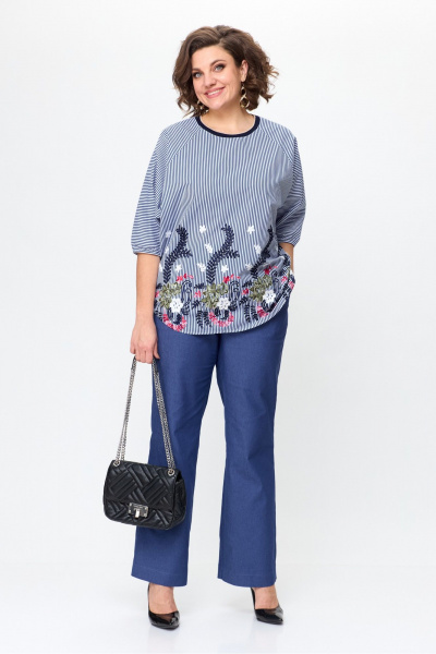 Блуза, брюки Michel chic 1367 синий - фото 1