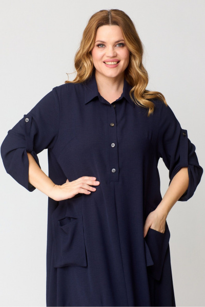 Бохо-платье с рукавами летучая мышь, разрезами и карманами Michel chic 2160 синий - фото 8