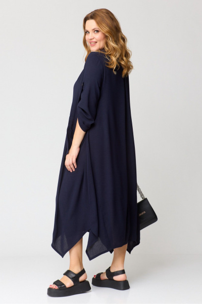 Бохо-платье с рукавами летучая мышь, разрезами и карманами Michel chic 2160 синий - фото 7