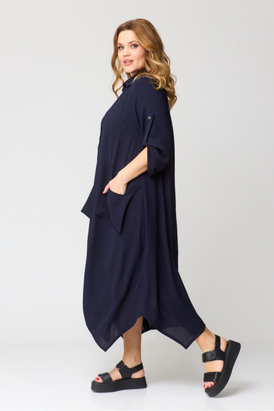 Бохо-платье с рукавами летучая мышь, разрезами и карманами Michel chic 2160 синий - фото 5
