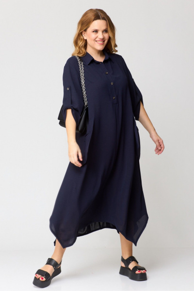 Бохо-платье с рукавами летучая мышь, разрезами и карманами Michel chic 2160 синий - фото 3