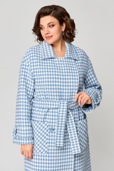 Двубортное пальто с лацканами и накладными карманами Svetlana-Style 1687 голубой - фото 3