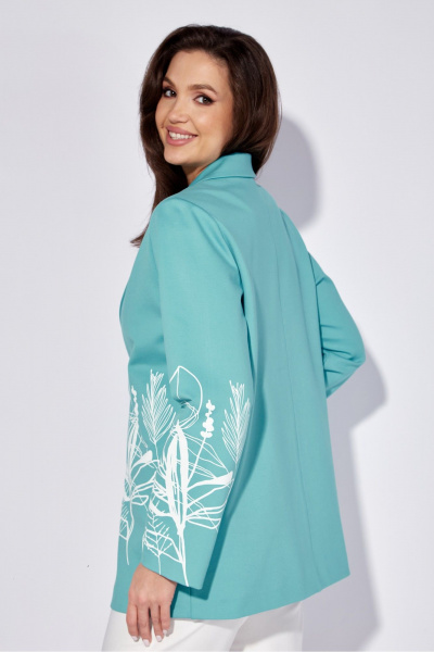 Классический костюм из трикотажа с ярким принтом и женственный жакет TAiER 1276 бирюза - фото 6