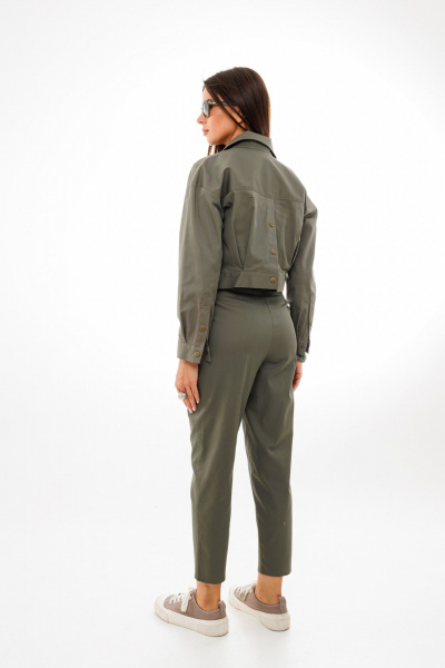 Брюки женские зауженные из текстиля с высокой посадкой Anelli 948 хаки - фото 5