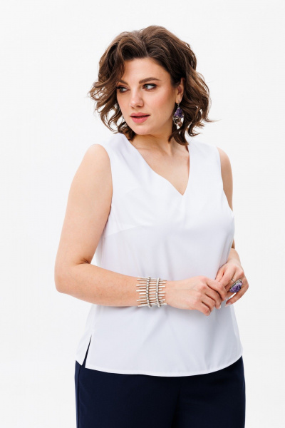 Блуза деловая женская из вискозы универсальный стиль Anelli 1440 белый - фото 4