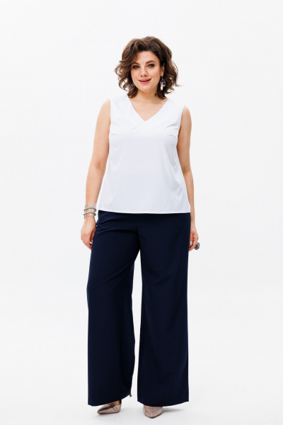 Блуза деловая женская из вискозы универсальный стиль Anelli 1440 белый - фото 2