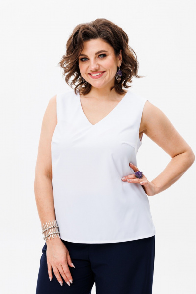 Блуза деловая женская из вискозы универсальный стиль Anelli 1440 белый - фото 1