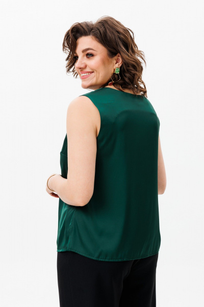 Блуза зеленая женская из вискозы для делового стиля Anelli 1440 изумруд - фото 5