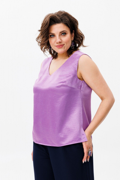 Блуза фиолетовая женская из вискозы для офиса и повседневности Anelli 1440 лаванда - фото 5