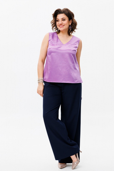 Блуза фиолетовая женская из вискозы для офиса и повседневности Anelli 1440 лаванда - фото 3
