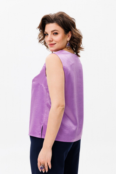 Блуза фиолетовая женская из вискозы для офиса и повседневности Anelli 1440 лаванда - фото 2