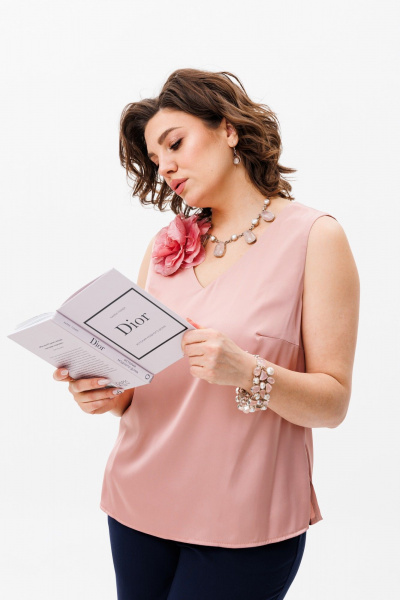 Блуза розовая женская из вискозы универсальный стиль Anelli 1440 пудра - фото 2