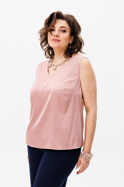 Блуза розовая женская из вискозы универсальный стиль Anelli 1440 пудра - фото 1