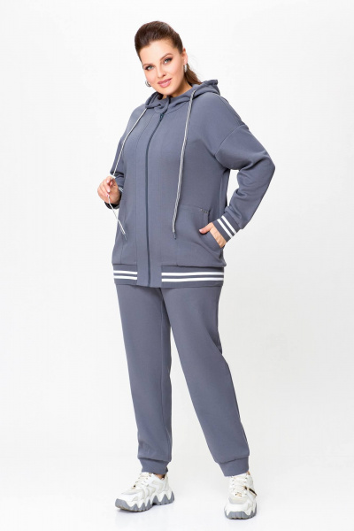 Демисезонный спортивный костюм из трикотажа для повседневности Swallow 722 светлый_графит - фото 3