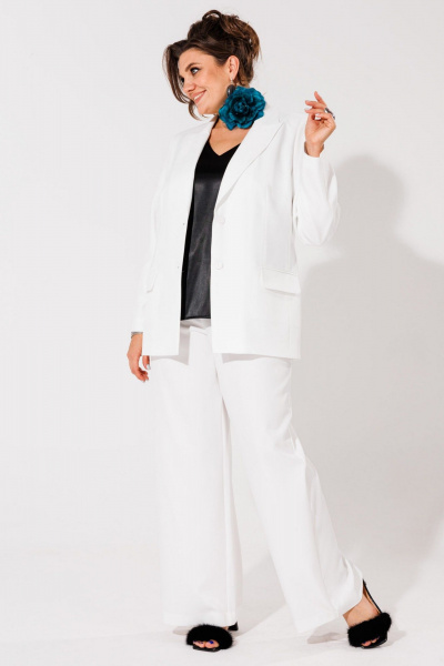 Классический костюм-двойка белый из вискозы деловой стиль Anelli 1415 белый - фото 6