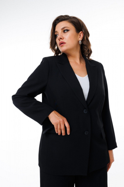 Костюм двойка черный из вискозы для деловых образов Anelli 1415 черный - фото 2