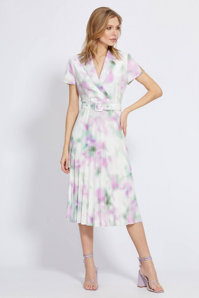 Белое платье с плиссированной юбкой и пуговицами Bazalini 4900 - фото 3