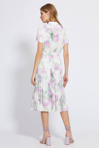 Белое платье с плиссированной юбкой и пуговицами Bazalini 4900 - фото 2