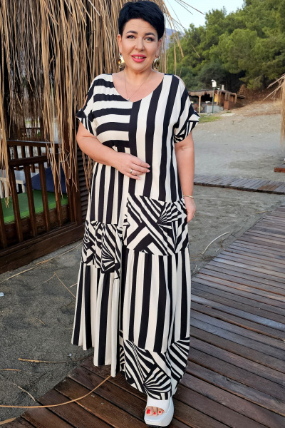 Платье Vittoria Queen 20473 полоска_черный-белый - фото 6