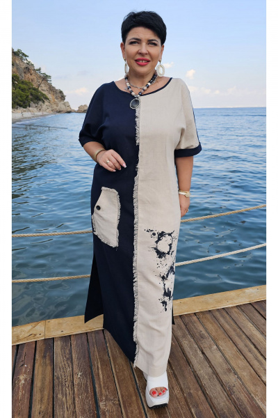 Платье Vittoria Queen 20643 темно_синий-молочный - фото 9