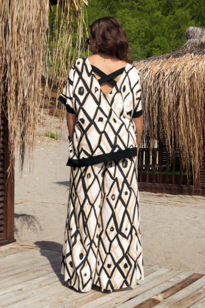 Блуза, брюки Vittoria Queen 20503 бежевый-черный - фото 2