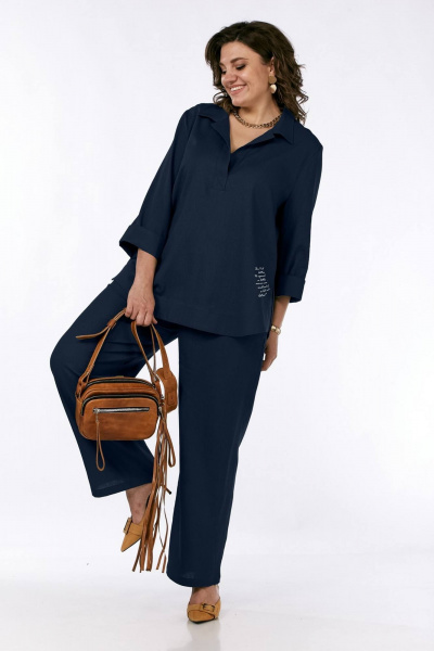 Жакет из футера в стиле smart casual с логотипом INVITE 6030 синий - фото 3