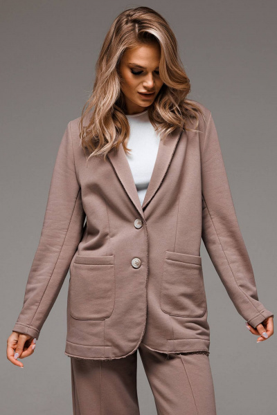 Элегантный жакет из трикотажа с воротником и лацканами GO F4065/04-03 - фото 2