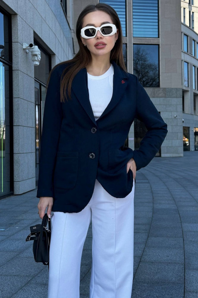 Стильный жакет из футера с логотипом и открытыми краями GO F4065/20-04 - фото 1