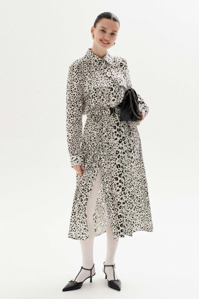 Платье Lokka 1327 белый/черный принт - фото 1