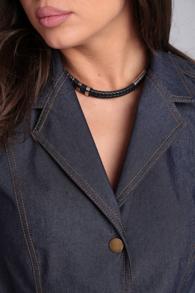 Летний джинсовый костюм 2-ка с поясом и коротким рукавом DOGGI 1638 синий - фото 9