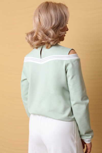 Джемпер свободного кроя с имитацией топа и открытыми плечами LM М13 мята - фото 3