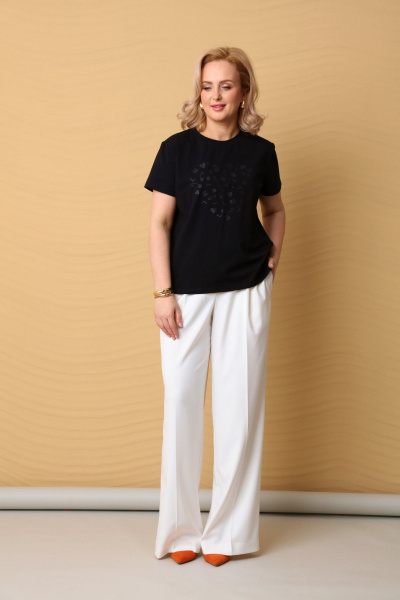 Комплект брюк широкого силуэта и футболки с принтом LM БК4017 - фото 1