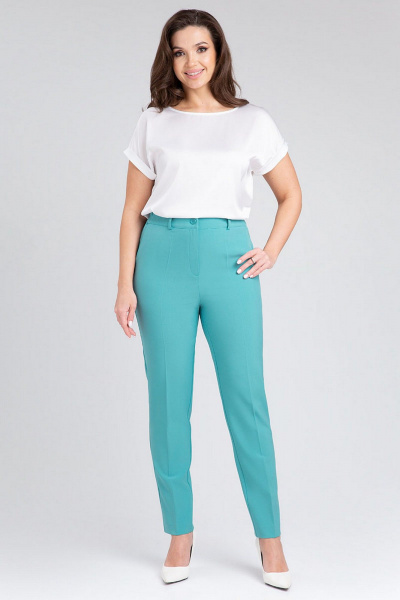 Костюм-двойка жакет полуприталенного и классические брюки IVARI 10403/1 бирюзовый - фото 4