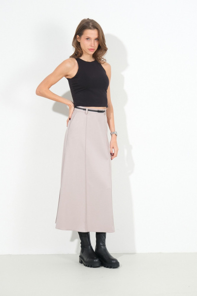 Юбка-миди трапеция из костюмной ткани с карманами Luitui R2017 песочный - фото 3