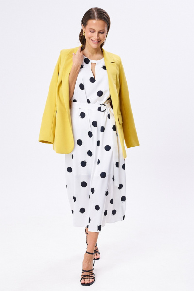 Свободное платье из искусственного шёлка с декольте KaVaRi 1083 принт_горох - фото 7