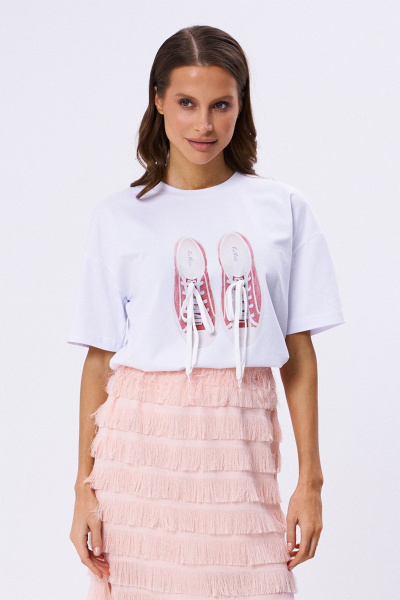 Футболка KaVaRi 4012 белый-коралл-принт - фото 5