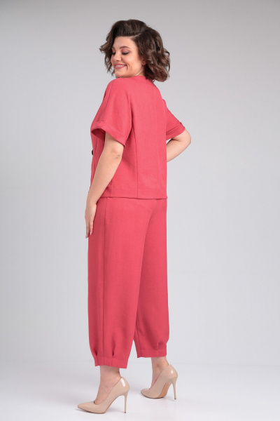 Жакет и брюки из льна-вишера с пышными складками Michel chic 1337/1 коралл - фото 7