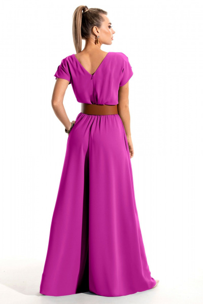 Розовый летний комбинезон с разрезом и карманами Golden Valley 1094 фуксия - фото 2