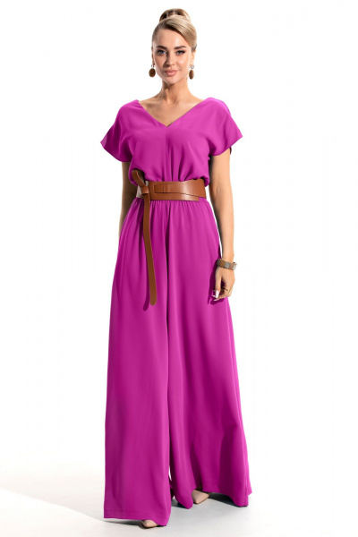 Розовый летний комбинезон с разрезом и карманами Golden Valley 1094 фуксия - фото 1