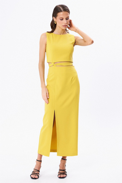 Топ и юбка с завязками в летнем стиле KaVaRi 8026.2 горчица - фото 4