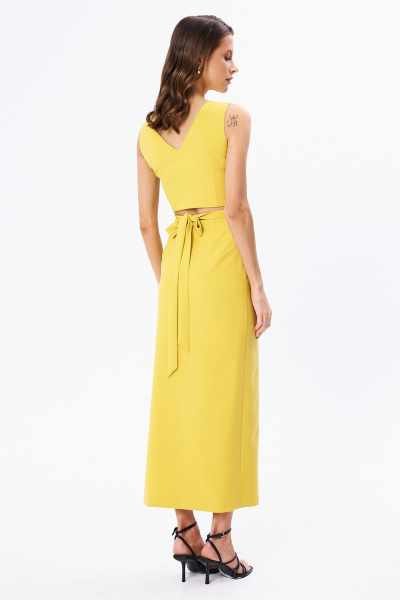 Топ и юбка с завязками в летнем стиле KaVaRi 8026.2 горчица - фото 2