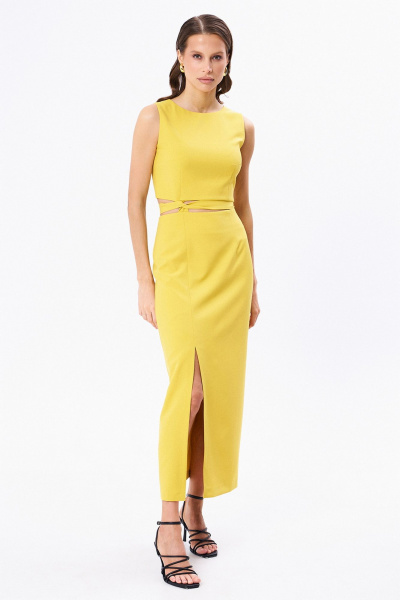 Топ и юбка с завязками в летнем стиле KaVaRi 8026.2 горчица - фото 1